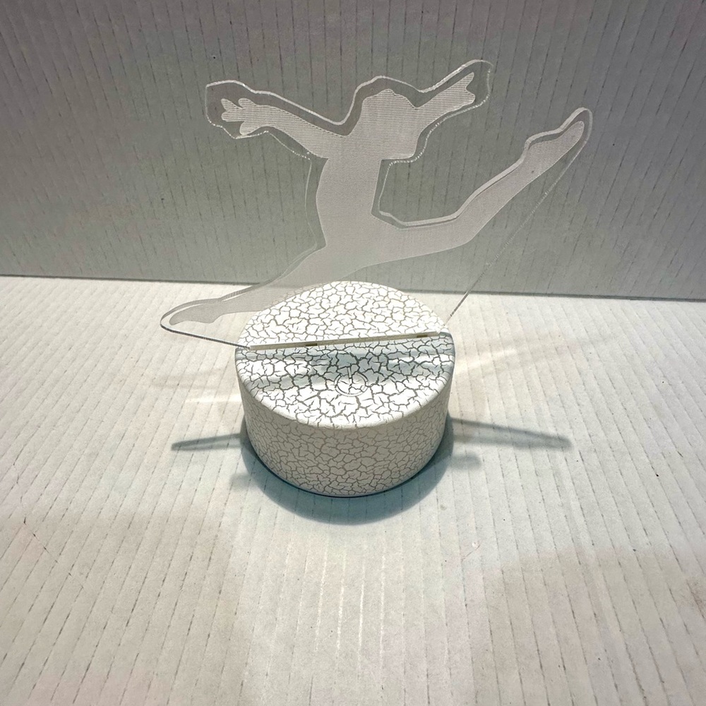 Acrylic Ballerina Figurine on White Crackle Base - Decorative Accent